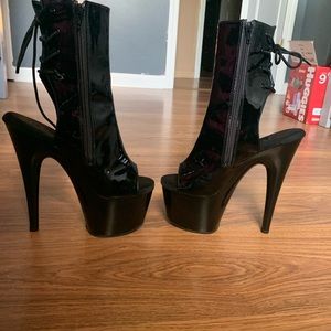 Black Pleaser Platform Lace Up Boots